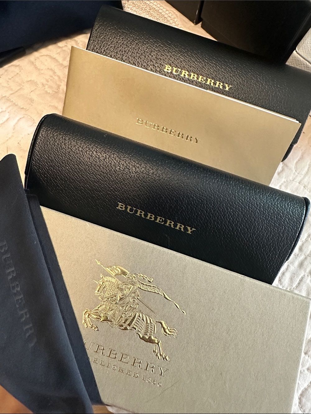 Bundle of two Burberry Black and Gold Glasses Cases